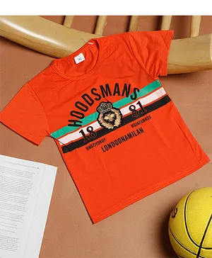 PASSION PETALS Half Sleeves Hoodsman Printed Tee - Orange