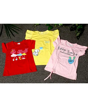 PASSION PETALS Pack Of 3 Short Sleeves Text Printed Tee - Multi Colour