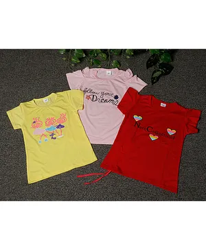 PASSION PETALS Pack Of 3 Half Sleeves Follow Your Dream Printed Tee - Multi Colour