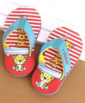 Cute Walk By Babyhug Flip Flop Tiger Print - Red
