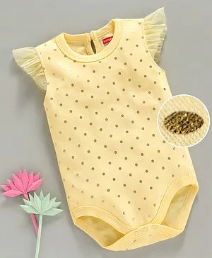 Babyhug Sleeveless Onesie Dots Print - Yellow