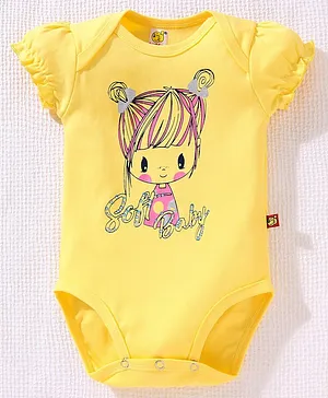 Wow Clothes Half Sleeves Onesie Doll Print - Yellow