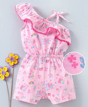 Babyhug Sleeveless Jumpsuit Floral Print - Pink