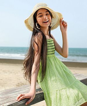 Pine Kids Singlet Frock with Hair Band - Green
