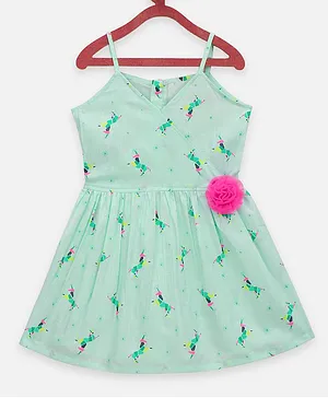 Lilpicks Couture Sleeveless Abstract Print Detailing Dress - Light Green