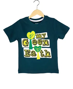 The Talking Canvas Half Sleeves My Green Earth Print Regular T-Shirt - Green
