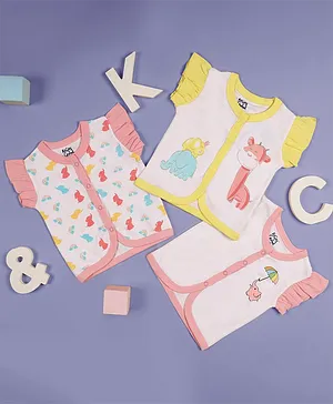 Kicks & Crawl Pack Of 3 Short Sleeves Elephants Print Tees - White