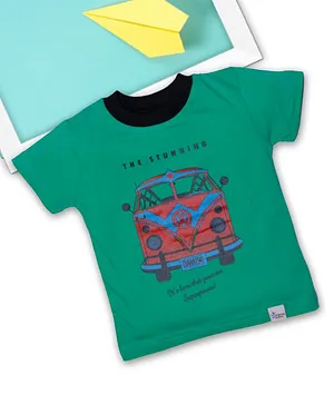 ROYAL BRATS Short Sleeves  Bus Print T-Shirt   - Green