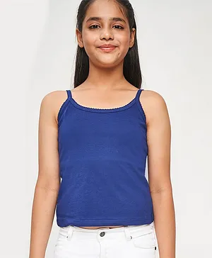 Global Desi Girl Sleeveless Solid Top - Navy Blue