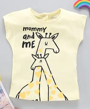 Fox Baby Half Sleeves Top Giraffe Print - Yellow