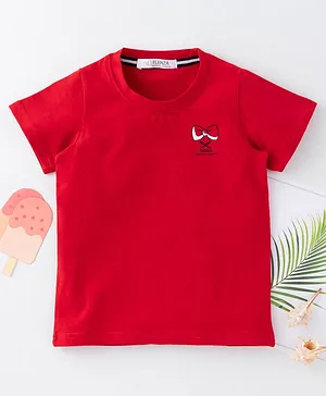 Flenza Solid Colour Half Sleeves Tee - Red