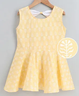 Kidcetra Sleeveless Floral Print Dress - Yellow