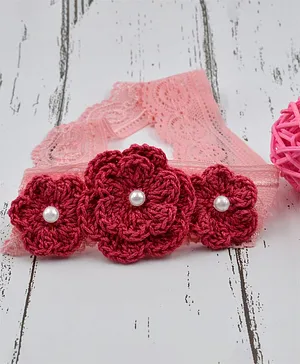 Love Crochet Art Floral Detailing Headband - Maroon