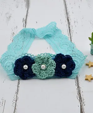 Love Crochet Art Flower Detailing Headband - Blue