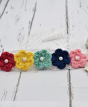 Love Crochet Art Multiple Flower Detailing Headband - Multi Colour