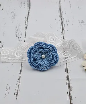 Love Crochet Art Flower & Pearl Detailing Headband - Sky Blue