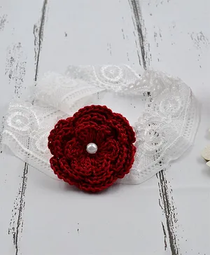 Love Crochet Art Flower Detailing Headband - Maroon