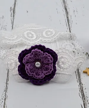 Love Crochet Art Floral Design Headband - Lavender