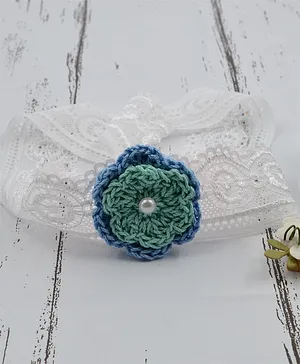 Love Crochet Art Flower Design Headband - Blue