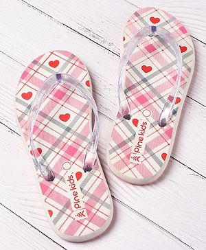 Pine Kids Casual Flip Flops Heart Print - Pink