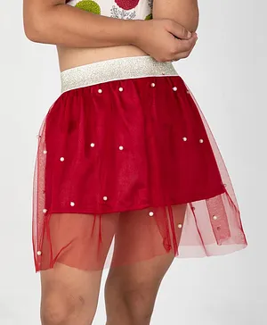 Pikaboo Pearl Embellished Skirt - Maroon