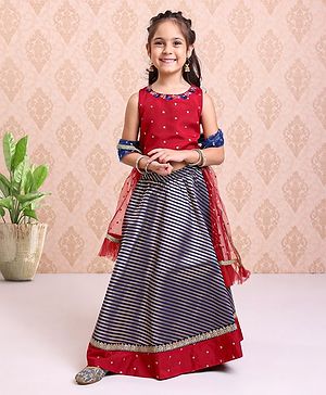 Babyhug Sleeveless Kurta Sharara & Dupatta Set - Fuchsia Navy