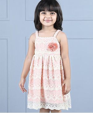 Hola Bonita Singlet Party Dress with Corsage - Peach