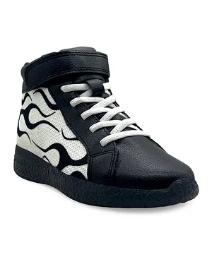 KazarMax Flames Printed Ankle Length Shoes - Black