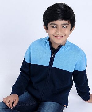Pine Kids Full Sleeves Sweaters with Cable Knit - Blue
