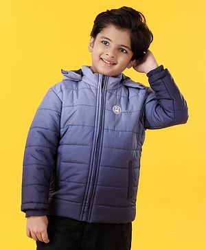 Pine Kids Full Sleeves Hooded Ombre Print Jacket - Blue
