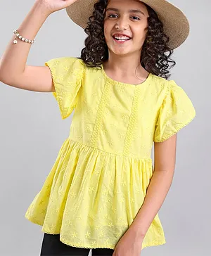 Pine Kids Short Sleeves Shiffley Fabric Top - Yellow