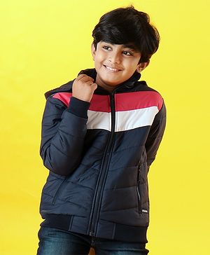 Pine Kids Full Sleeves Padded Hoodie - Navy