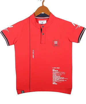Monte Carlo Half Sleeves Print T-Shirt - Red
