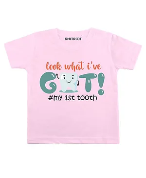 KNITROOT Half Sleeves Got My First Tooth Print Tee - Pink
