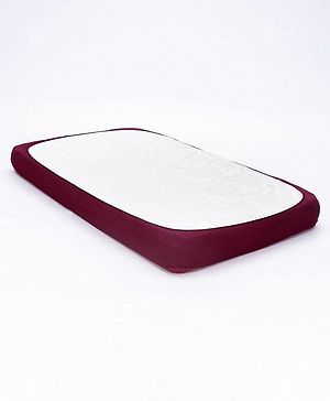 Babyhug Soft Terry Breathable & Waterproof Mattress Protector Fitted Cover Sheet - Maroon