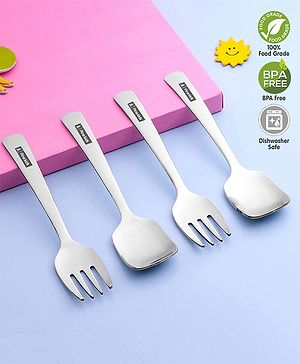 Pine Kids Stainless Steel Spoon & Fork Pack of 4 - Length 15 cm Each