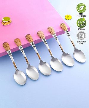 Pine Kids Stainless Steel Spoon Pack of 6 - Length 16 cm Each