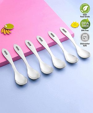 Pine Kids Stainless Steel Spoon Pack of 6 - Length 16 cm Each