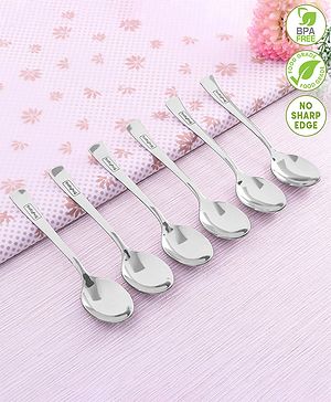Babyhug Stainless Steel Spoon Set of 6 - Silver