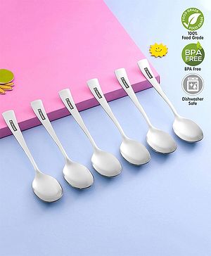 Pine Kids Stainless Steel Spoon Pack of 6 - Length 16 cm Each