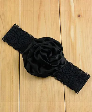 Bellazaara Rose Design Lace Headband - Black