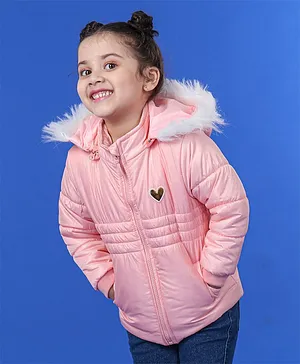 Babyoye Full Sleeves Polyester Hooded Padded Jacket - Pink