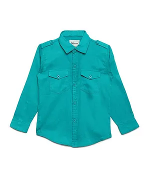 AJ Dezines Full Sleeves Solid Shirt - Green