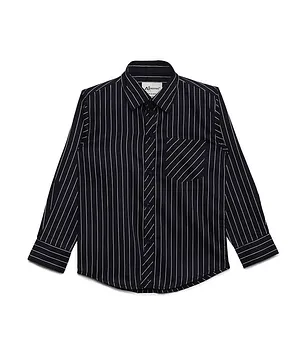 AJ Dezines Full Sleeves Striped Shirt - Navy Blue