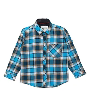AJ Dezines Full Sleeves Checked Shirt - Blue