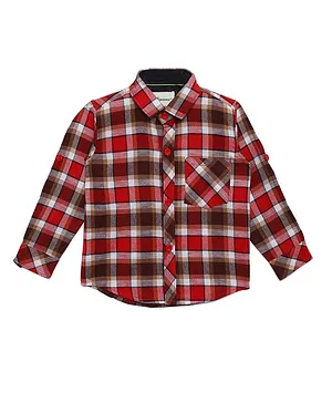 AJ Dezines Full Sleeves Checked Shirt - Red