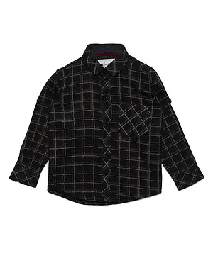 AJ Dezines Full Sleeves Checked Shirt - Black