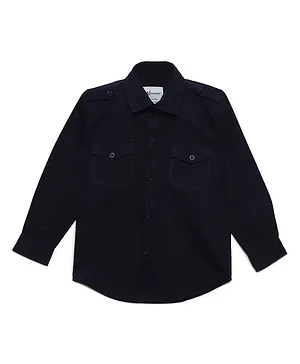 AJ Dezines Full Sleeves Solid Shirt - Navy Blue