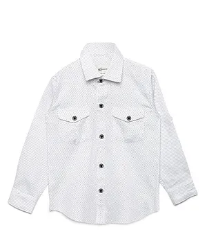 AJ Dezines Full Sleeve Polka Print Cotton Shirt - White