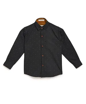 AJ Dezines Full Sleeves Dots Print Shirt - Black